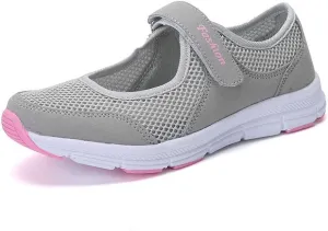 Womens Black Sneakers Breathable Tennis Shoes Mesh Fitness Shoes Platform Ankle Paste Fashion Lightweight Running Shoes Food Service Casual Gym Sports Slip-Ons