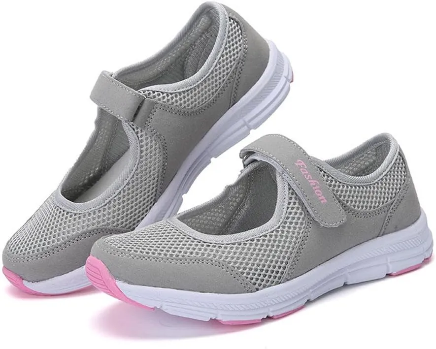 Womens Black Sneakers Breathable Tennis Shoes Mesh Fitness Shoes Platform Ankle Paste Fashion Lightweight Running Shoes Food Service Casual Gym Sports Slip-Ons