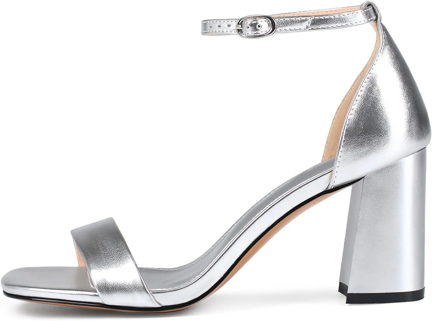 Women's Chunky Block Heels Square Open Toe Ankle Strap Heeled Sandals Pumps Shoes for Wedding Party Evening Dress