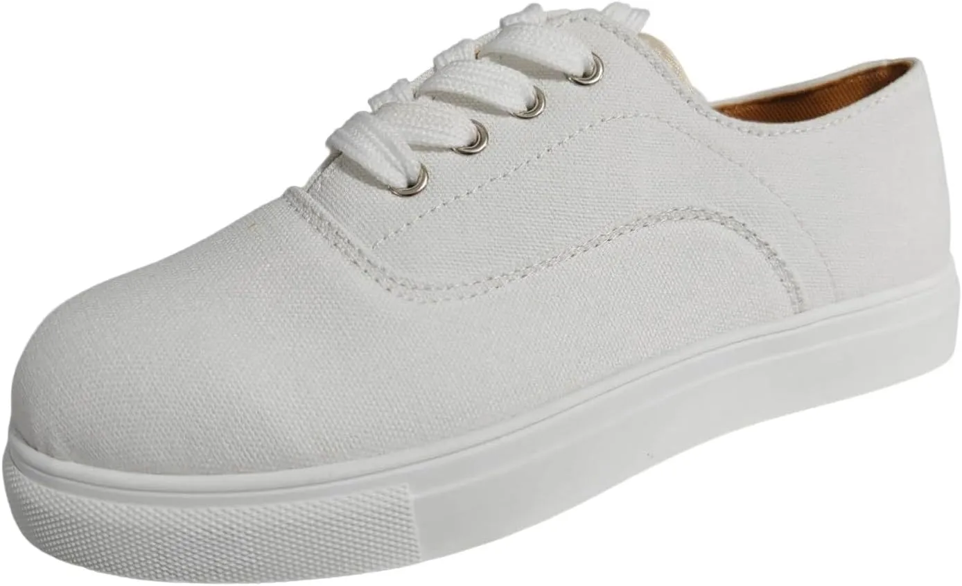Women's Dress Flat Ballet Low Wedge Ladies Fashion Solid Canvas Breathable Lace Up Flat Women's Ballet Flat Comfortable