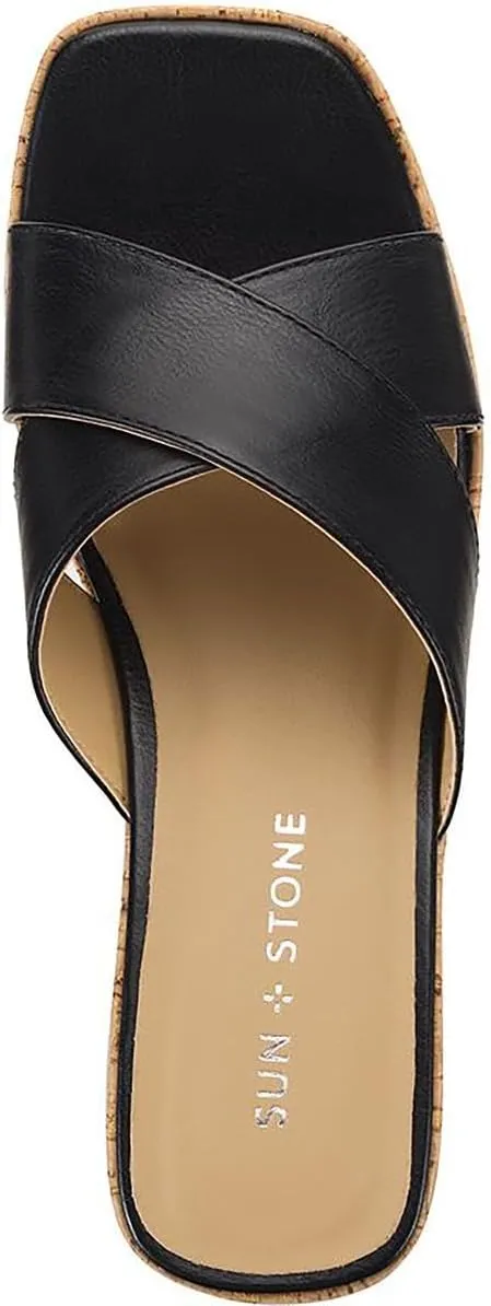 Womens Giigi Faux Leather Slide Block Heels