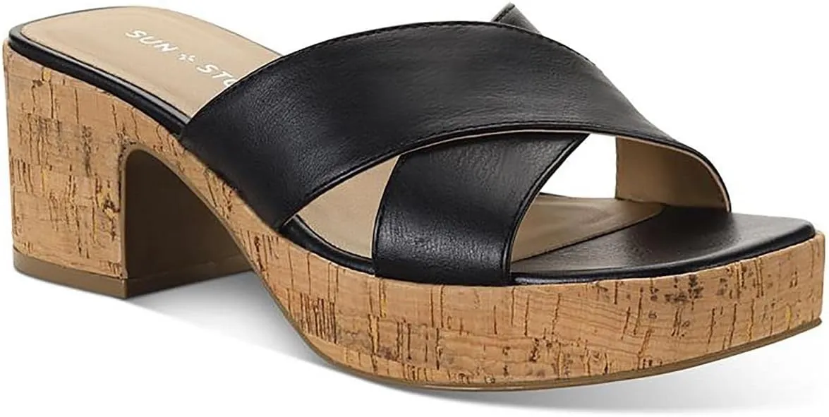 Womens Giigi Faux Leather Slide Block Heels