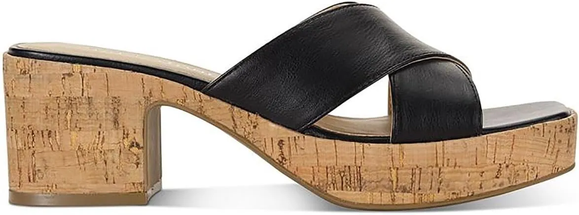 Womens Giigi Faux Leather Slide Block Heels