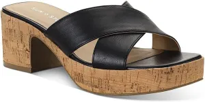 Womens Giigi Faux Leather Slide Block Heels