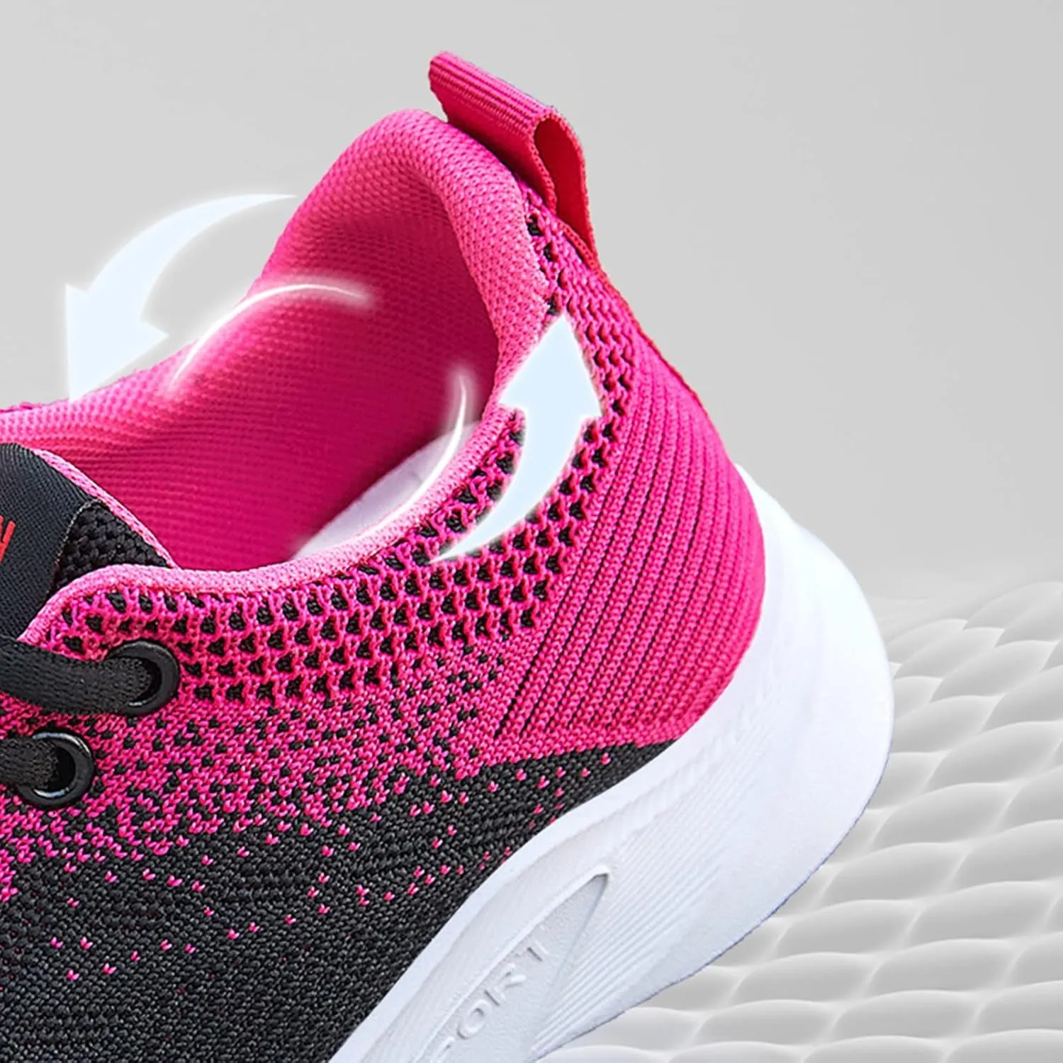 Womens Running Shoes Knit Breathable Fashion Sneakers Lace Up Platform Walking Casual Trainers Comfortable Sneaker Non-Slip Colorblock Fitness Shoes for Flat Feet