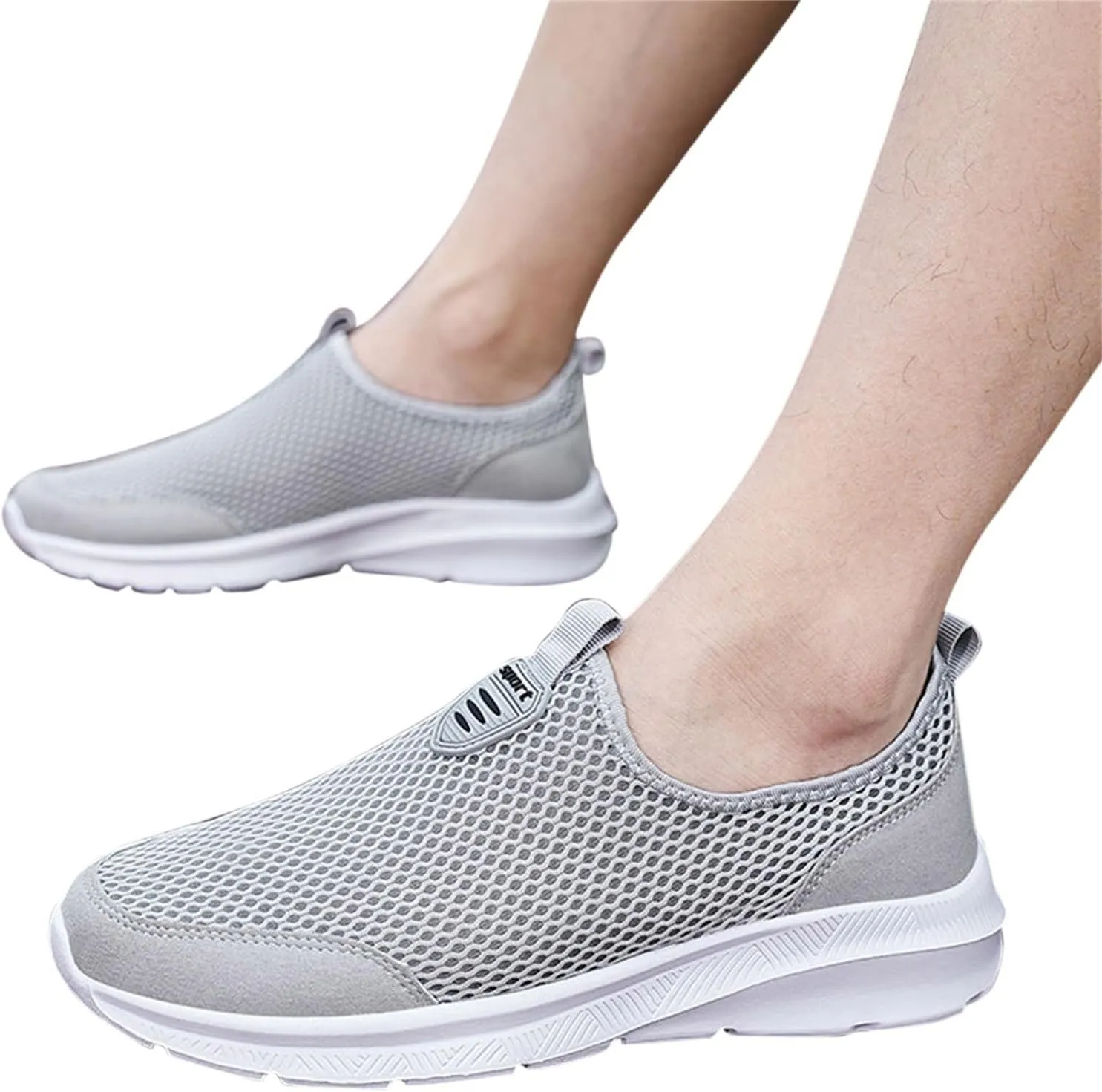 Women's Slip On Sneakers Lightweight Breathable Walking Shoes Women Flat Feet White Casual Shoes Walking Sneakers Brown Tennis Shoe White Loafers
