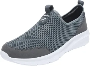 Womens Slip On Walking Shoes Lightweight Breathable Non Slip Mens Running Shoes Mesh Men Shoes Casual Wedge Sneakers Black Tennis Shoe Cross Trainer Shoe
