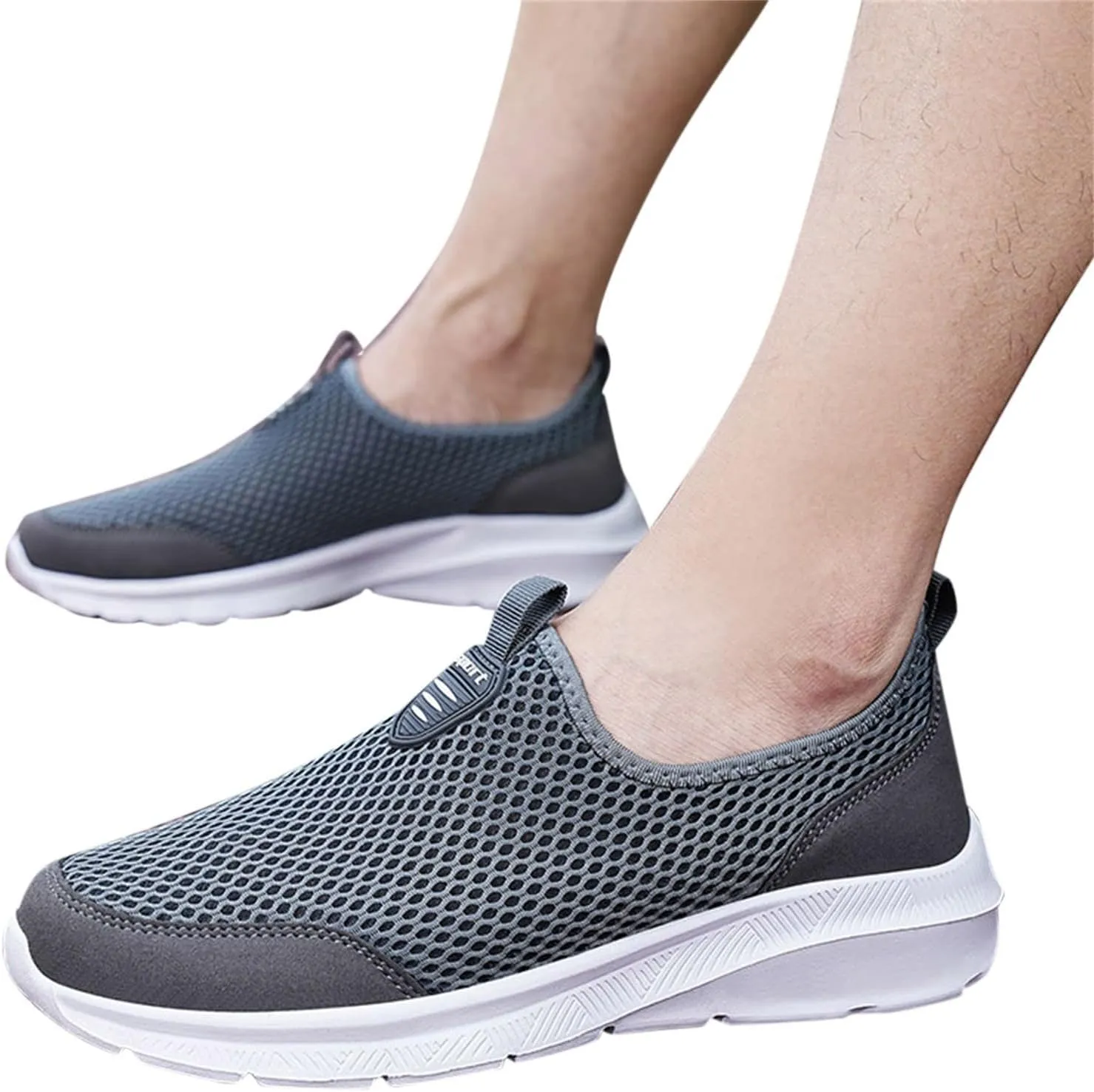Womens Slip On Walking Shoes Lightweight Breathable Non Slip Mens Running Shoes Mesh Men Shoes Casual Wedge Sneakers Black Tennis Shoe Cross Trainer Shoe