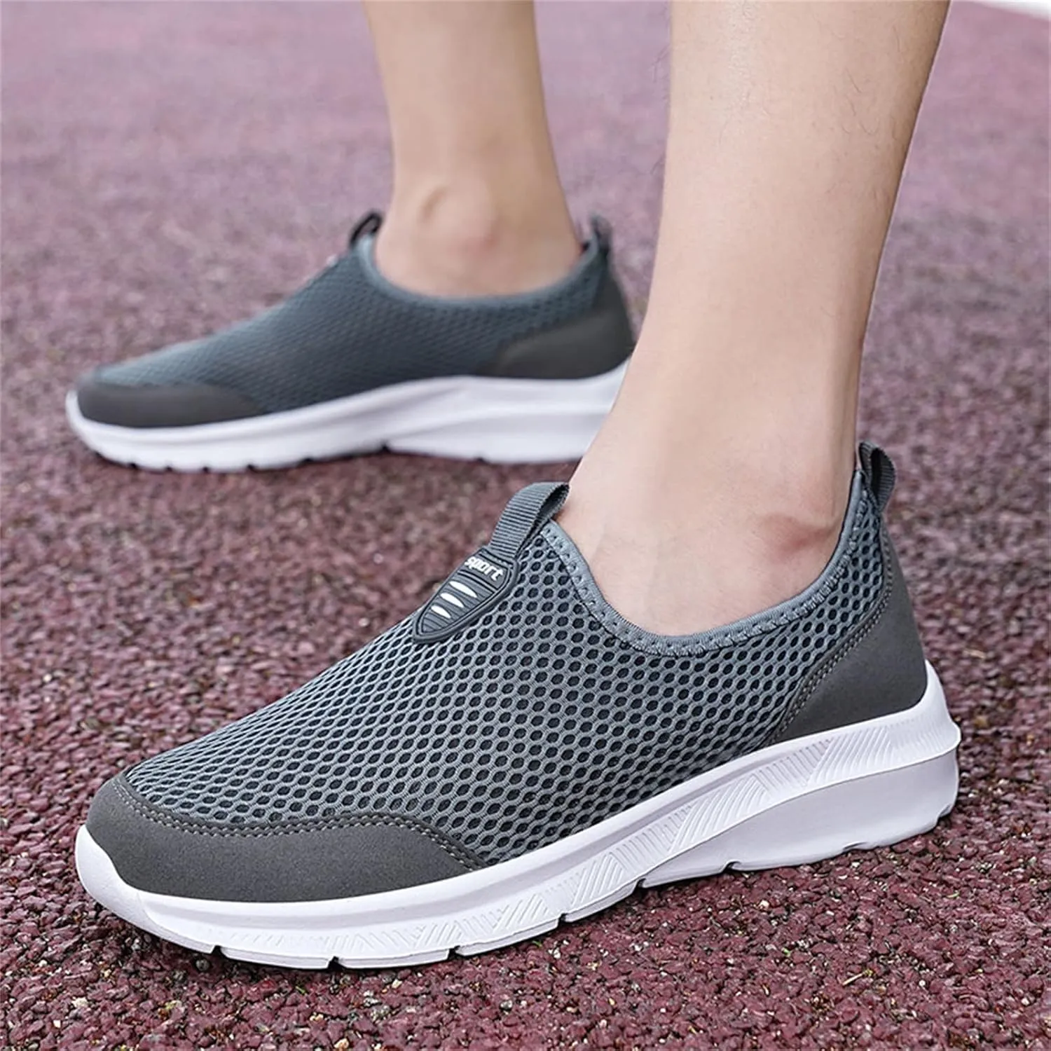 Womens Slip On Walking Shoes Lightweight Breathable Non Slip Mens Running Shoes Mesh Men Shoes Casual Wedge Sneakers Black Tennis Shoe Cross Trainer Shoe