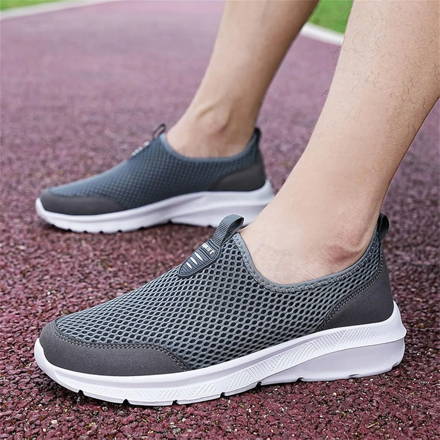 Womens Slip On Walking Shoes Lightweight Breathable Non Slip Mens Running Shoes Mesh Men Shoes Casual Wedge Sneakers Black Tennis Shoe Cross Trainer Shoe