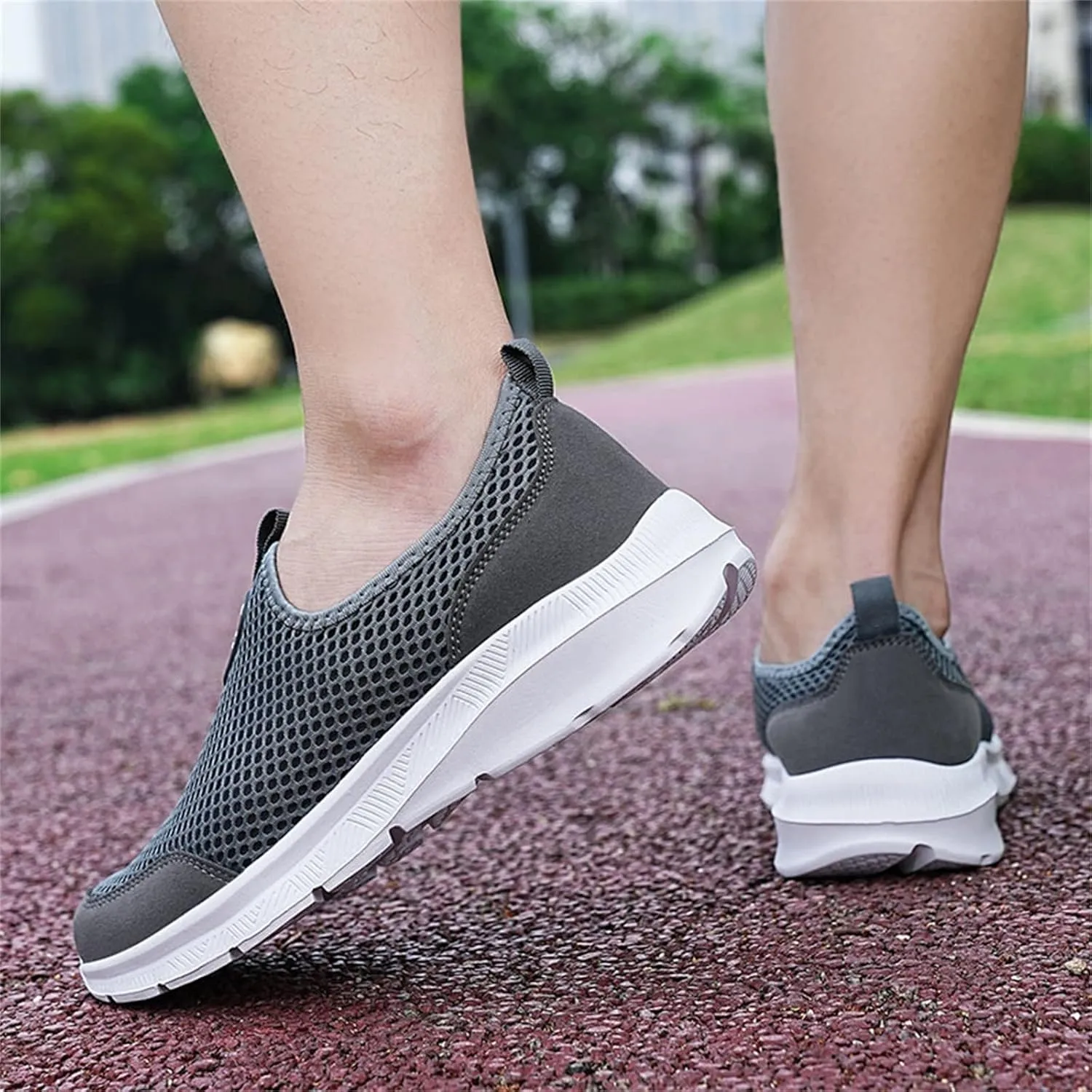 Womens Slip On Walking Shoes Lightweight Breathable Non Slip Mens Running Shoes Mesh Men Shoes Casual Wedge Sneakers Black Tennis Shoe Cross Trainer Shoe