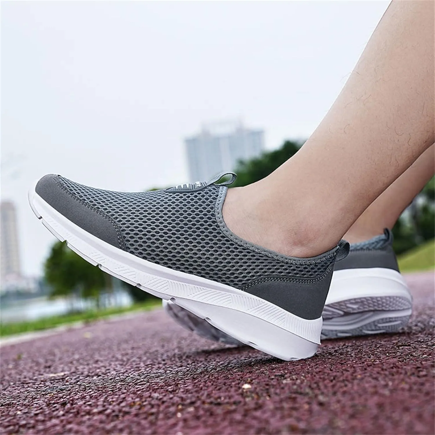 Womens Slip On Walking Shoes Lightweight Breathable Non Slip Mens Running Shoes Mesh Men Shoes Casual Wedge Sneakers Black Tennis Shoe Cross Trainer Shoe
