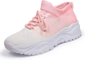 Women's Solid Color Fashion Four Season Lace Up Sneakers Solid Color Flying Woven Running Shoes Womens Rave Shoes