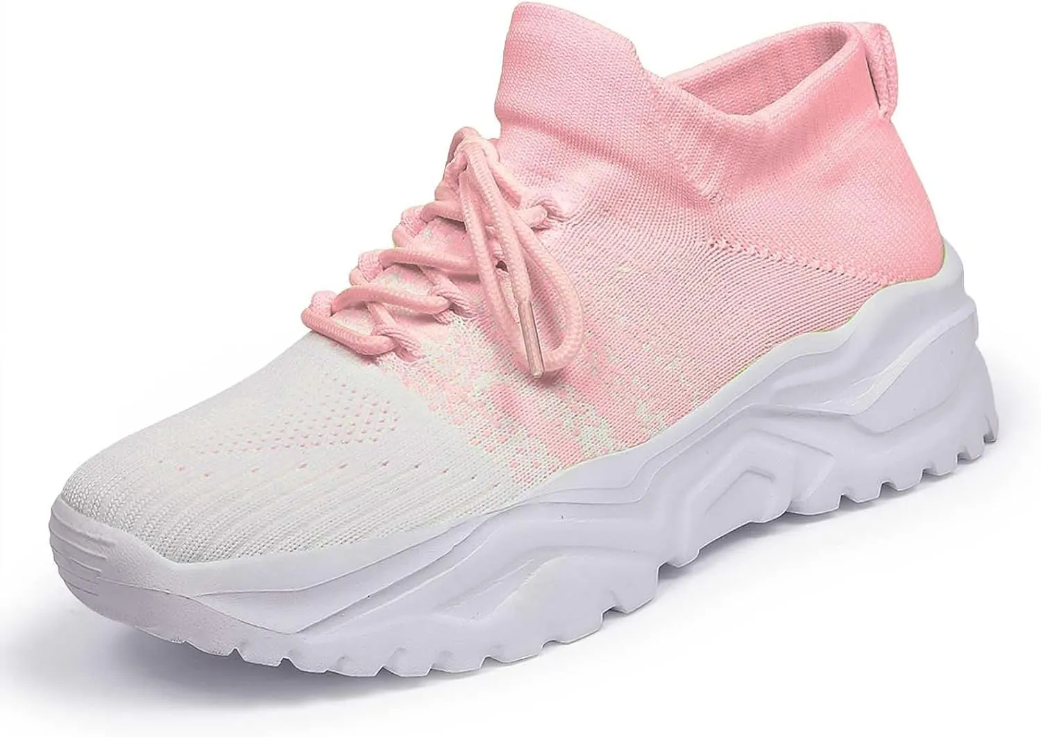 Women's Solid Color Fashion Four Season Lace Up Sneakers Solid Color Flying Woven Running Shoes Womens Rave Shoes