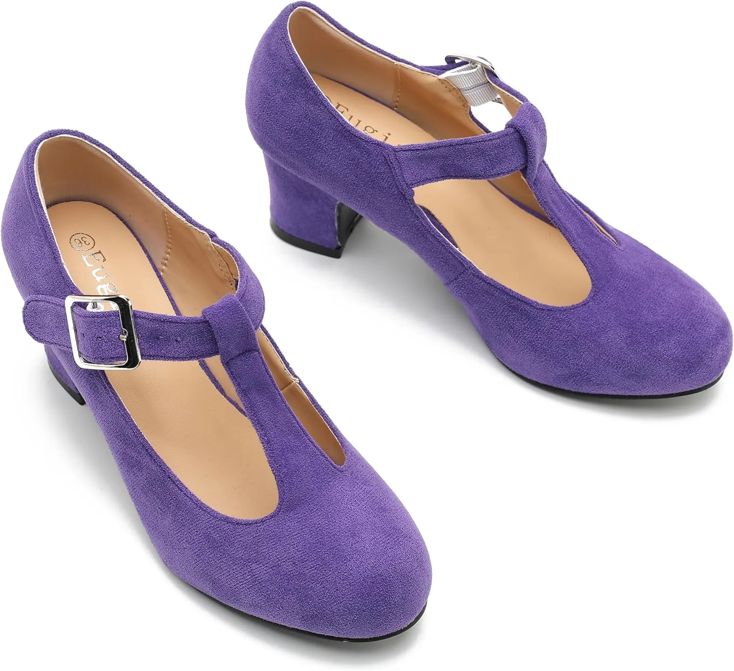 Women's T-Strap Mary Jane Pumps Round Closed Toe Comfortable Low Chunky Block Heel Wedding Dress Evening Party Shoes