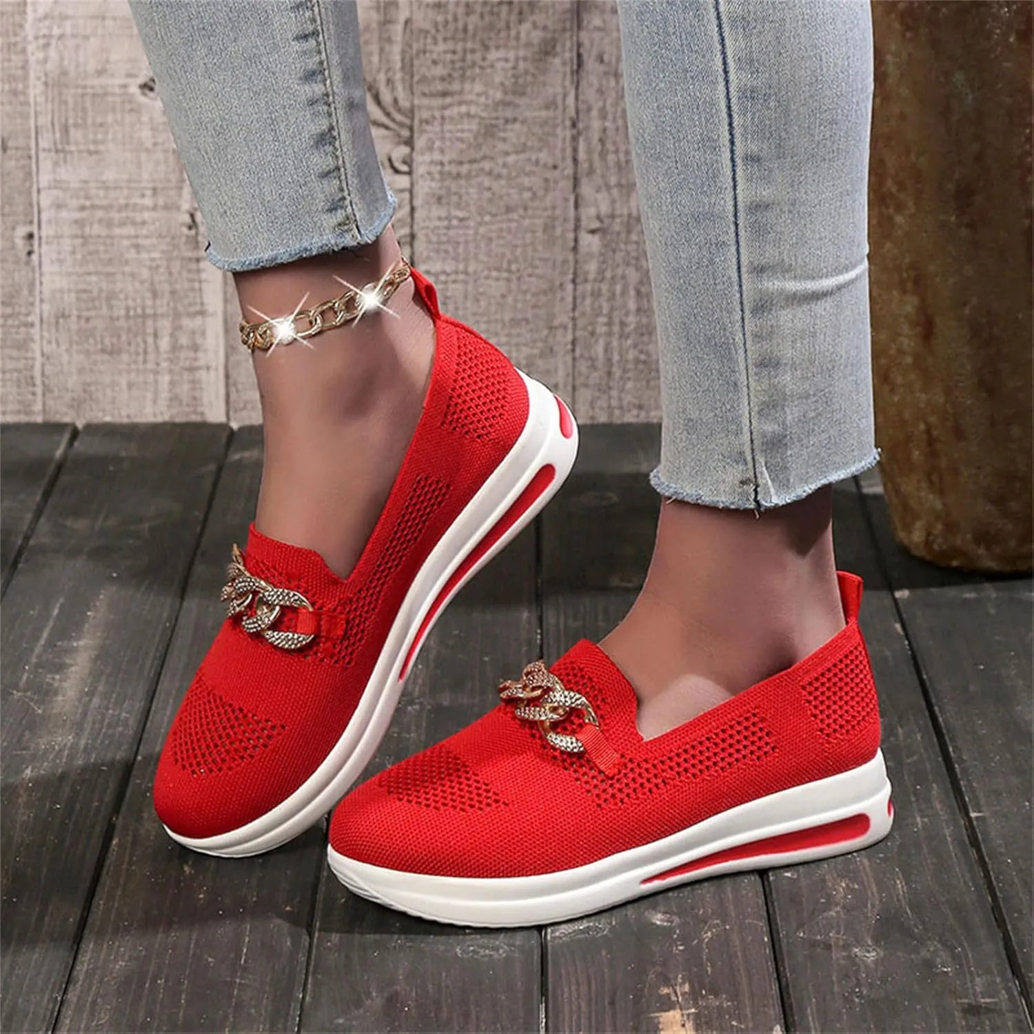 Womens Walking Sneakers Casual Cute Fashion Walking Sneaker Ladies Comfort Wear Slip on Breathable Lightweight Shoes
