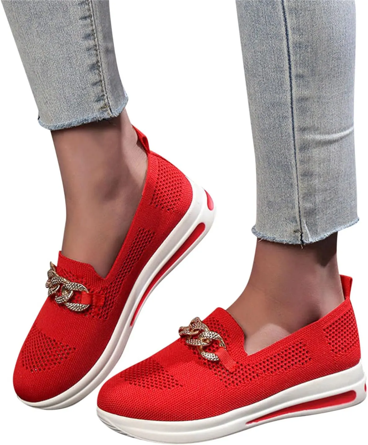 Womens Walking Sneakers Casual Cute Fashion Walking Sneaker Ladies Comfort Wear Slip on Breathable Lightweight Shoes