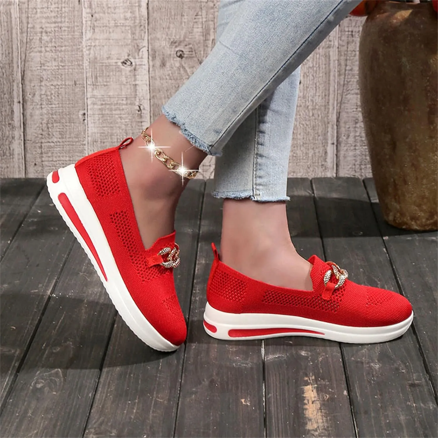 Womens Walking Sneakers Casual Cute Fashion Walking Sneaker Ladies Comfort Wear Slip on Breathable Lightweight Shoes