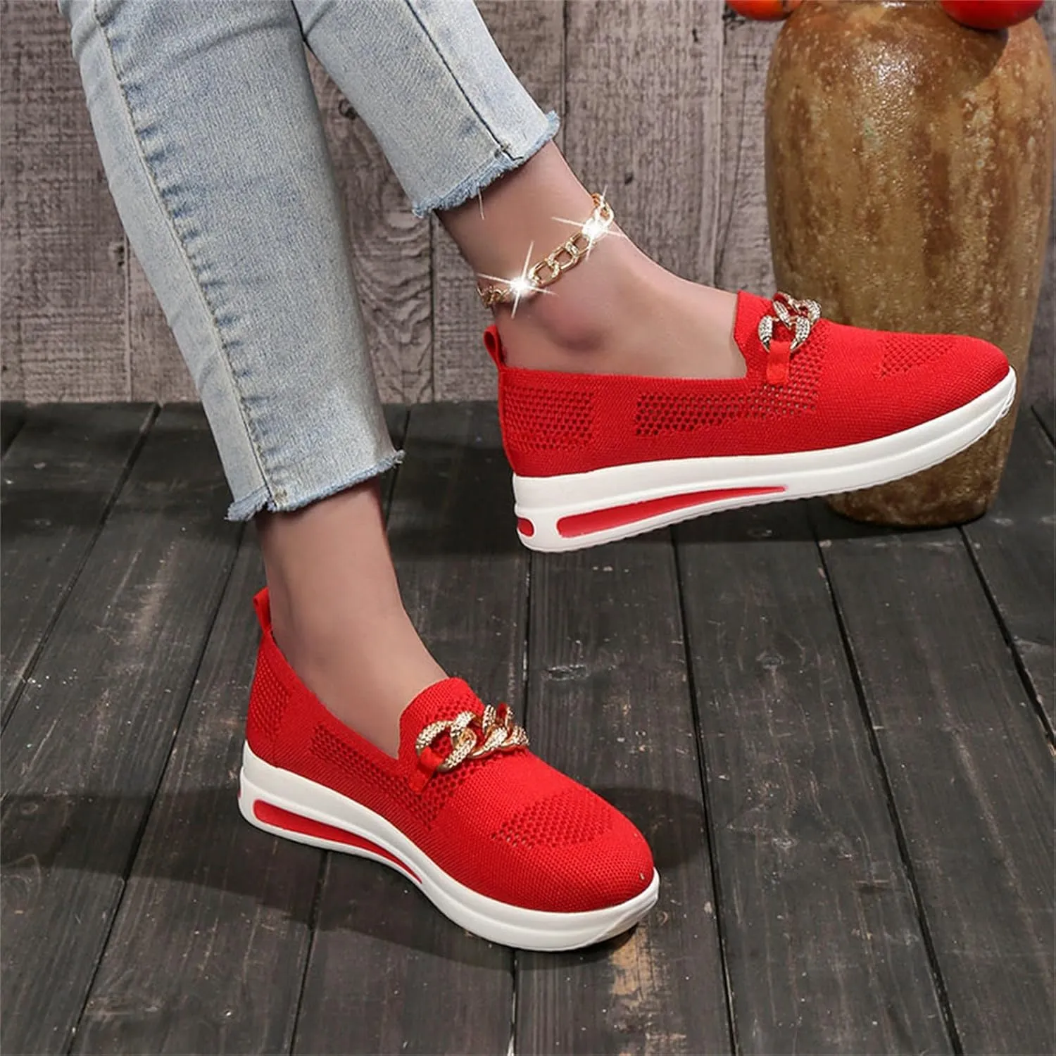Womens Walking Sneakers Casual Cute Fashion Walking Sneaker Ladies Comfort Wear Slip on Breathable Lightweight Shoes