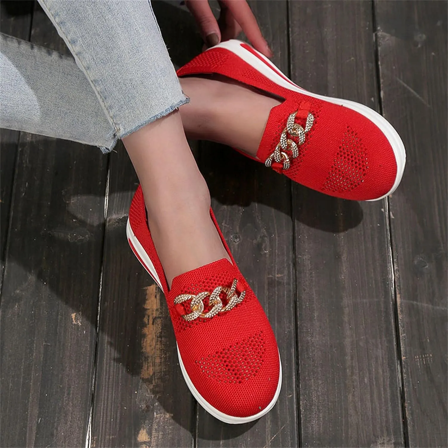 Womens Walking Sneakers Casual Cute Fashion Walking Sneaker Ladies Comfort Wear Slip on Breathable Lightweight Shoes