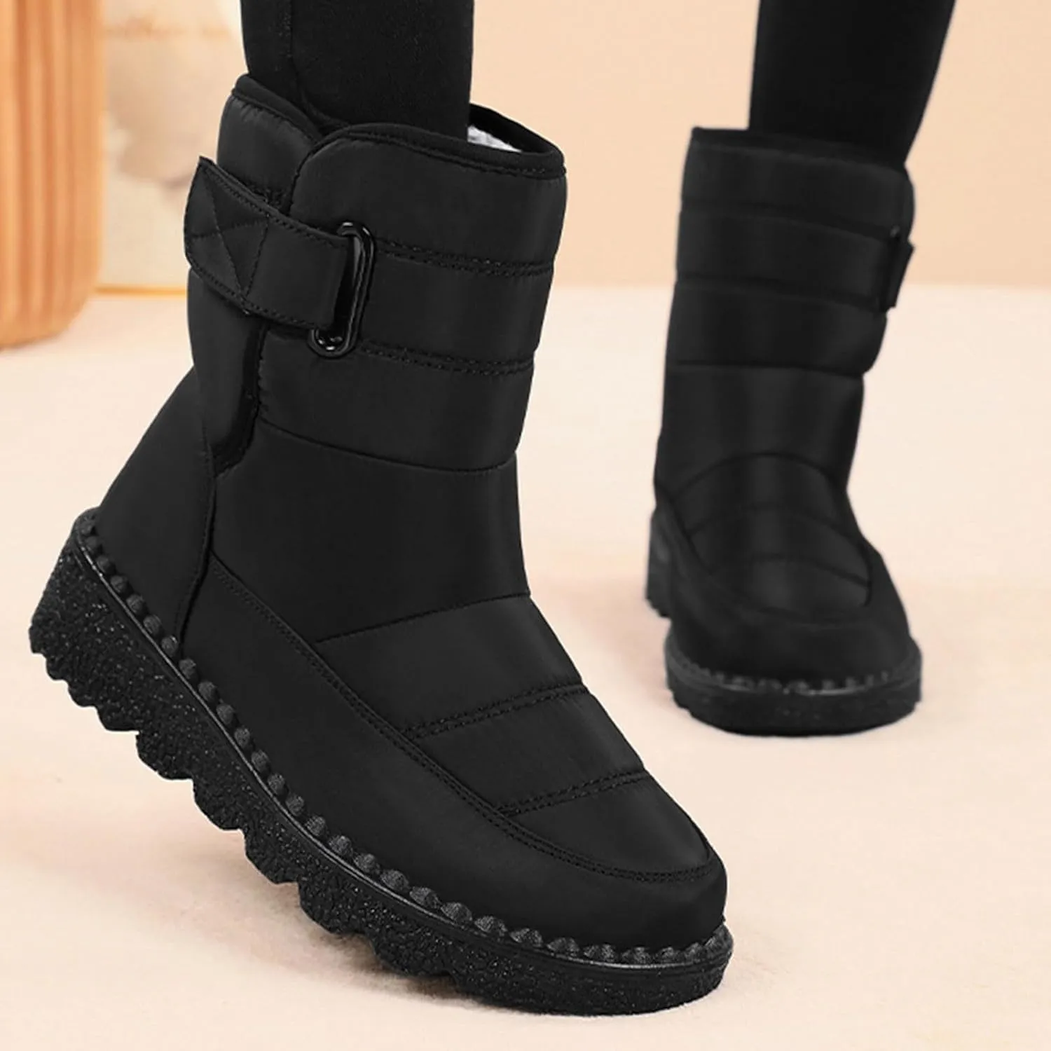 Women's Winter Boots Warm Faux Lined Ladies Snow Boots Fashion Mid Leather Boots Water Proof Hiking Boots Woman