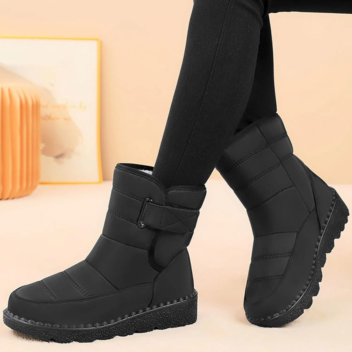 Women's Winter Boots Warm Faux Lined Ladies Snow Boots Fashion Mid Leather Boots Water Proof Hiking Boots Woman