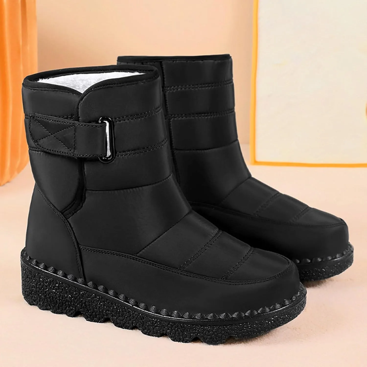 Women's Winter Boots Warm Faux Lined Ladies Snow Boots Fashion Mid Leather Boots Water Proof Hiking Boots Woman