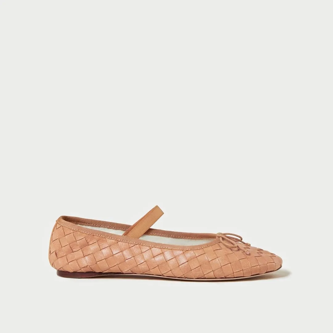 Womens Woven Ballet Flats with Bow Round Toe Slip on Mary Jane Flats Ladies Fashion Elastic Strap Ballerina Shoes