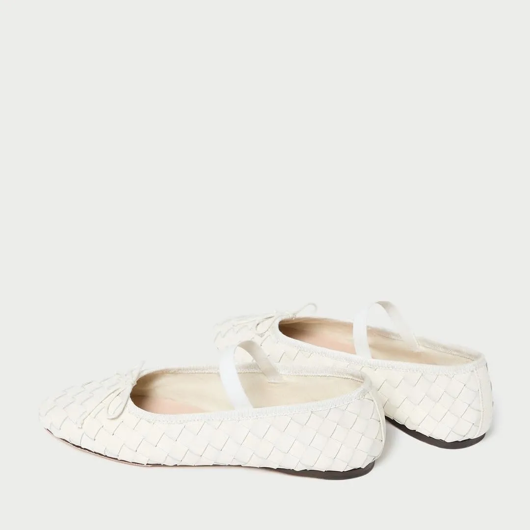 Womens Woven Ballet Flats with Bow Round Toe Slip on Mary Jane Flats Ladies Fashion Elastic Strap Ballerina Shoes