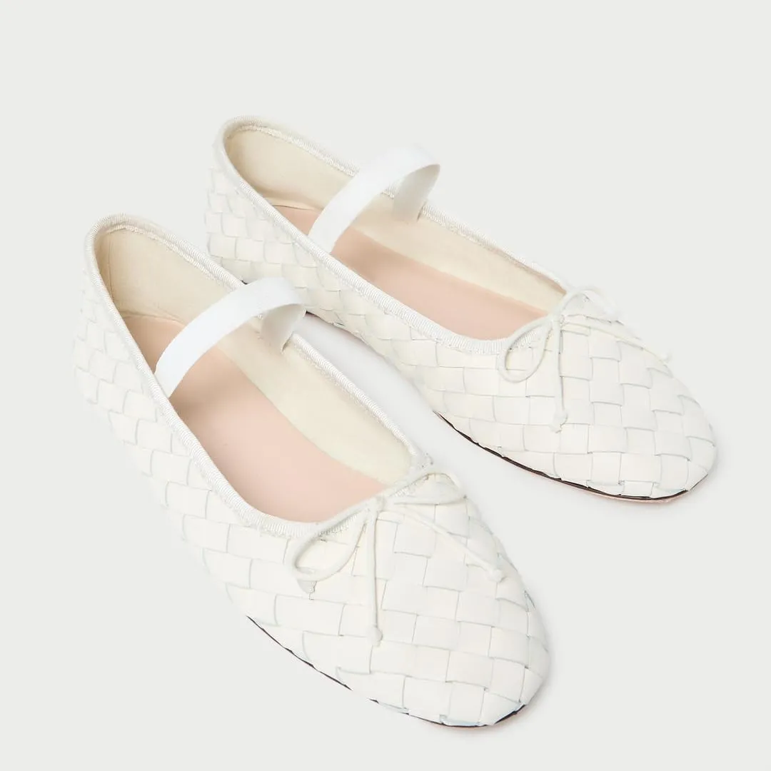 Womens Woven Ballet Flats with Bow Round Toe Slip on Mary Jane Flats Ladies Fashion Elastic Strap Ballerina Shoes