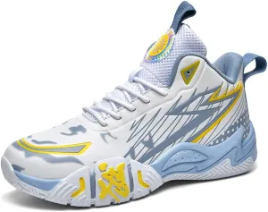 YAXE Unisex High Top Breathable Mesh Basketball Shoes Lightweight Shock Absorption and Training Sneakers