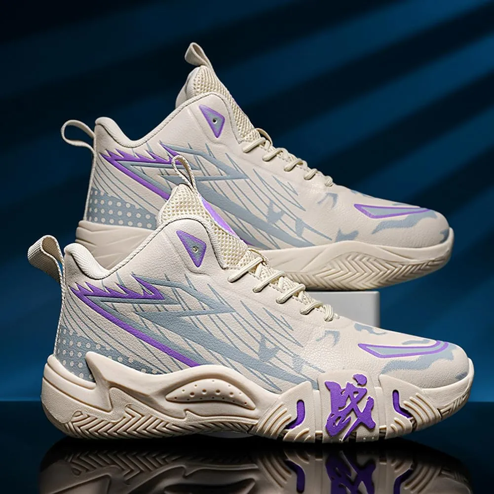 YAXE Unisex High Top Breathable Mesh Basketball Shoes Lightweight Shock Absorption and Training Sneakers