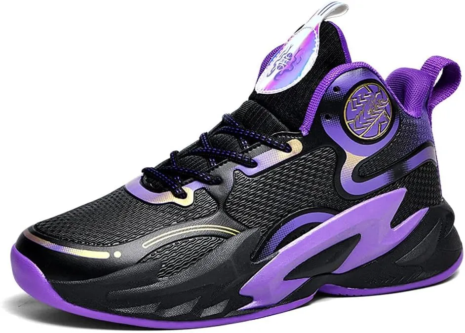 YAXE Unisex High Top Breathable Mesh Basketball Shoes Lightweight Shock Absorption and Training Sneakers