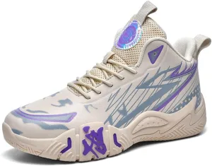 YAXE Unisex High Top Breathable Mesh Basketball Shoes Lightweight Shock Absorption and Training Sneakers
