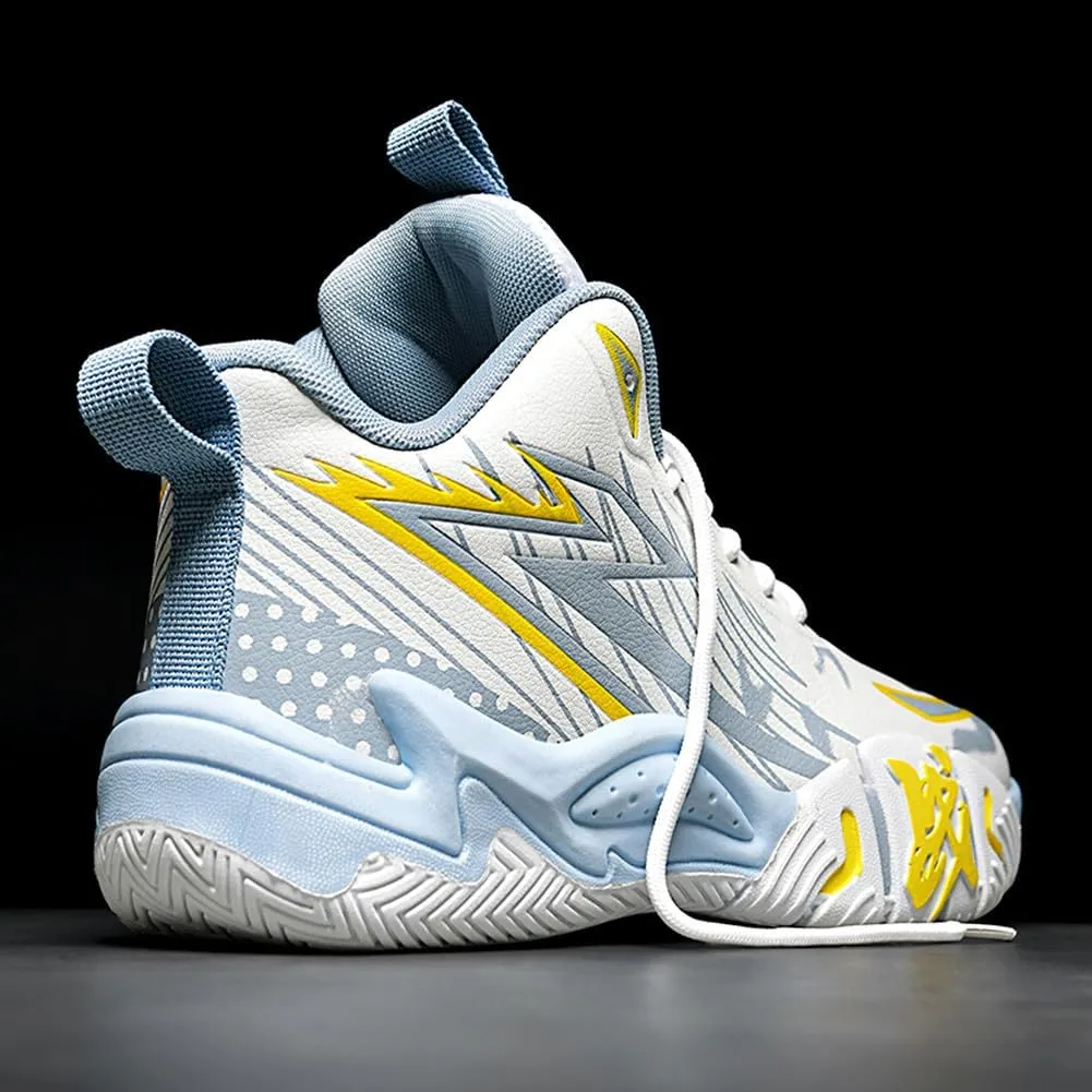 YAXE Unisex High Top Breathable Mesh Basketball Shoes Lightweight Shock Absorption and Training Sneakers