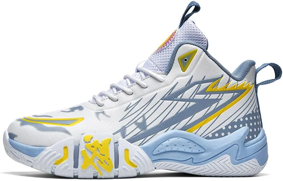YAXE Unisex High Top Breathable Mesh Basketball Shoes Lightweight Shock Absorption and Training Sneakers