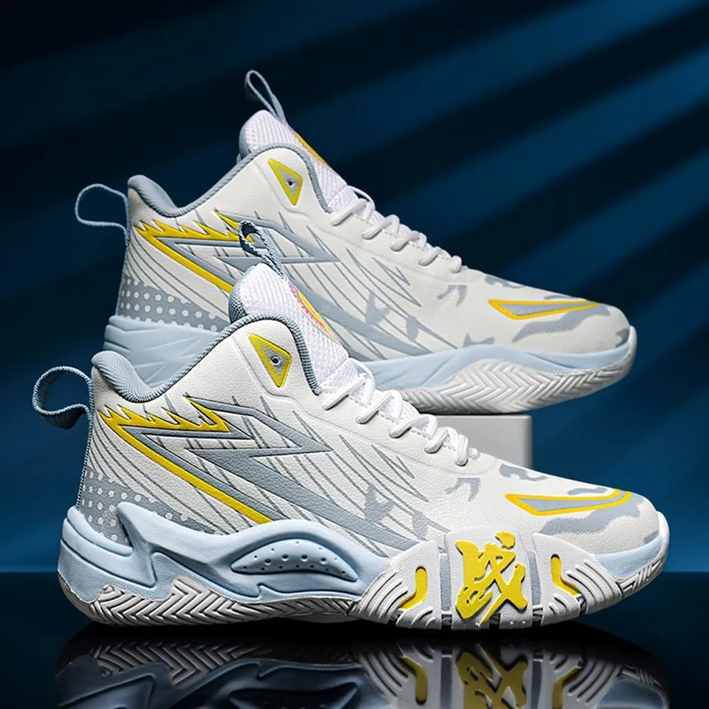 YAXE Unisex High Top Breathable Mesh Basketball Shoes Lightweight Shock Absorption and Training Sneakers