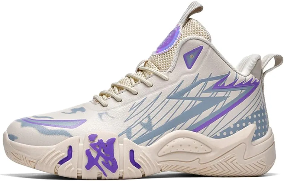 YAXE Unisex High Top Breathable Mesh Basketball Shoes Lightweight Shock Absorption and Training Sneakers