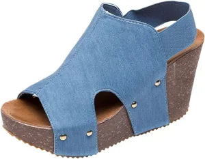 ZBYY Women's Peep Toe Wedge Sandal Comfort Slip On Platform Sandal Summer Bohemian Slingback Beach Espadrille Sandals