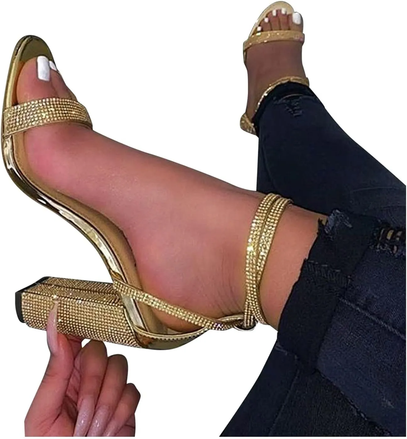 ZBYY Women's Strappy High Heel Sandals Formal Dressy Heeled Shoes High Heel Ankle Strap Open Toe Party Pump Sandals